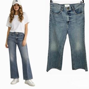 The Great. The Kick Bell Jean Size 30 Cliff Wash High Waist Wide Leg